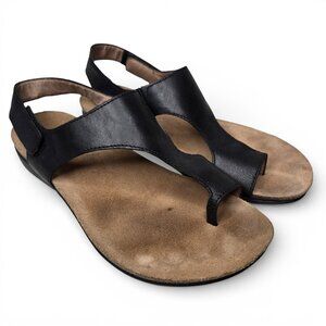 Dansko Reece Black Leather Toe Ring Sandals Cork Midsole Summer Outdoor 6